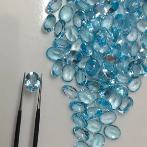 9x7มม. รูปไข่ตัดสีฟ้าบุษราคัมธรรมชาติสำหรับทำเครื่องประดับ - Product Image 1