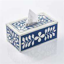 Caja de pañuelos con incrustaciones de hueso de forma Rectangular de alta calidad, suministros para el hogar y el hotel hechos de papel por artesanía de media luna - Product Image 2