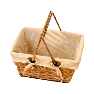 Panier en rotin en osier avec cadre, panier cadeau rectangulaire avec doublure en coton lavable et cadre en métal, artisanat du Vietnam - Product Image 1