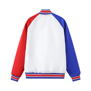 Chaqueta Bomber Universitaria Blanca, Roja y Azul OES, Forro Personalizado, Reversible por Delante, Estilo Griego, Ropa Urbana, Impermeable - Product Image 2