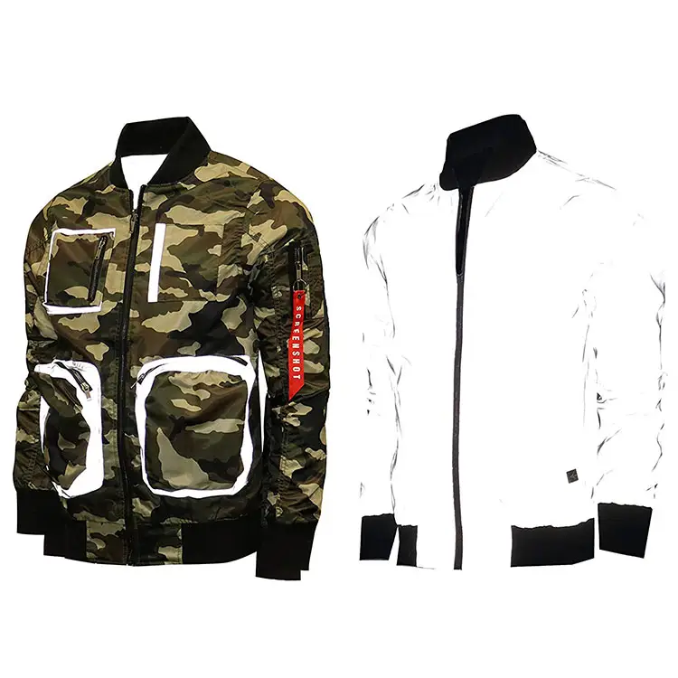 Herren Streetwear Hip-Hop Urban NY Mode Bomber jacke-Moderne Outdoor Camouflage Reflective Bomber Varsity Jacke