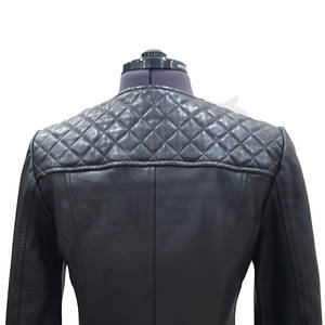 แจ็คเก็ตหนังแกะแบบไม่มีปก ทรงสลิม ซิปหน้า แฟชั่นเกาหลี ขายส่ง แจ็คเก็ตหนังผู้หญิง - Product Image 4