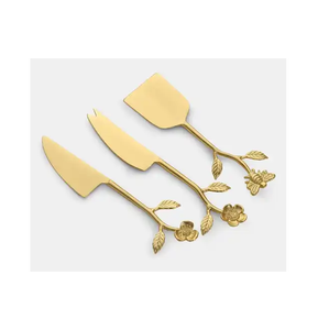 Juego de herramientas de metal para queso forjado a mano con mango de acero inoxidable y acabado dorado - Product Image 4