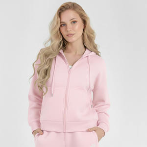 ชุดเสื้อฮู้ดและกางเกงจ็อกเกอร์สำหรับผู้หญิง ผ้าถักโพลีเอสเตอร์/คอตตอน ระบายอากาศได้ดี เป็นมิตรกับสิ่งแวดล้อม สไตล์ลำลอง สำหรับฤดูใบไม้ร่วงและฤดูหนาว แบบสั่งทำพิเศษ - Product Image 2