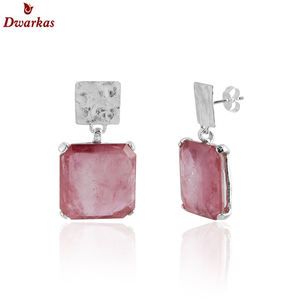 Boucles d'oreilles à la mode bijoux 925 boucles d'oreilles en argent sterling très Perry quartz doublet pierres précieuses marteau boucles d'oreilles - Product Image 6