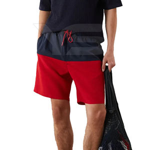 Short de plage en polyester pour hommes, short de plage décontracté, fermeture à cordon de serrage, teint uni, motif solide, polyester non tissé - Product Image 5
