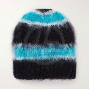 Bonnet en mohair en laine 100% avec texture élégante en peluche tricotée légère, respirante, imperméable et moelleuse, style décontracté - Product Image 4