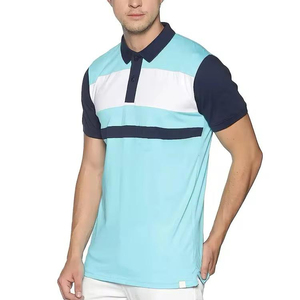 Camisa de Manga Corta para Hombre, Diseño Color Block, Tejido Informal, Azul Claro, Azul Marino, Blanco, Poliéster/Algodón, Secado Rápido, Transpirable - Product Image 1
