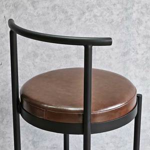 Industrial Design GCF193 High Bar <b>Stool</b> Soft PU Leather <b>Cushion</b> with Iron Frame for Farmhouse Club - Product Image 6