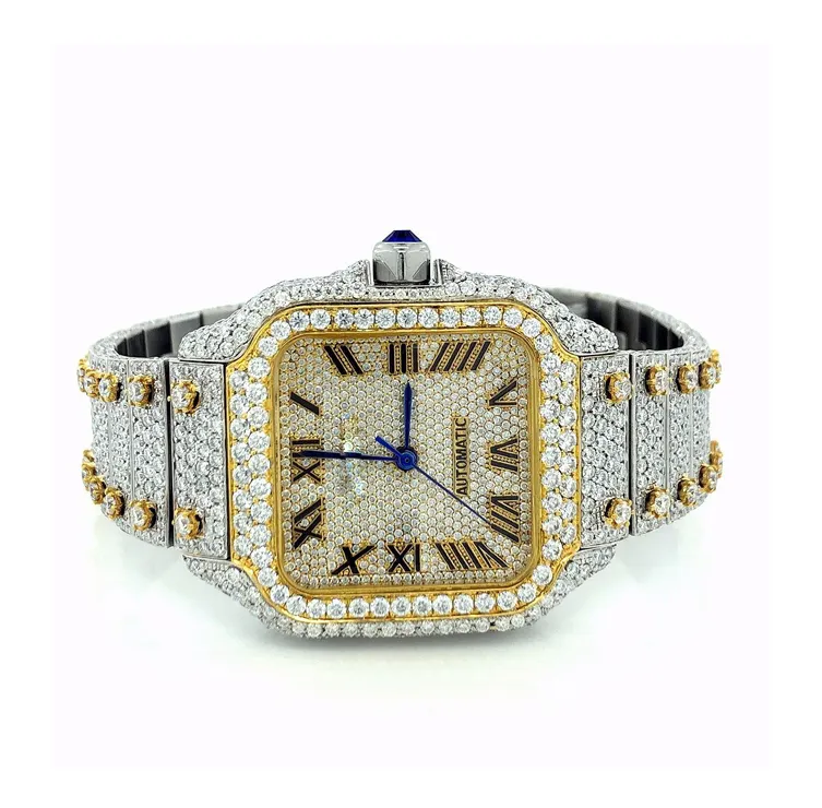 Prix fiable de la glace écrasée Moisannite abordable montres en diamant véritable pour hommes et femmes disponibles pour les acheteurs en gros