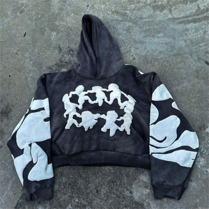 Sweat à capuche surdimensionné épais et lourd en coton avec logo personnalisé 500GSM 600GSM pour hommes - Product Image 2