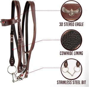 Bridas de cuero genuino 100% para montar a caballo, comodidad de lujo, elegancia atemporal artesanal tradicional, eleva tu experiencia de viaje - Product Image 2