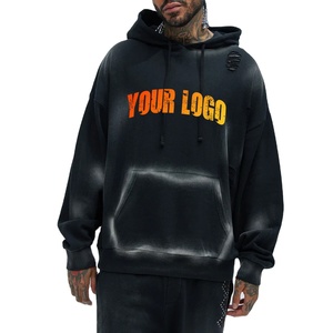 Élégant Mens Acid Wash Hoodie Léger Respirant Polyester Coton Mélange Pull Casual Wear Streetwear Fashion Outfit - Product Image 1