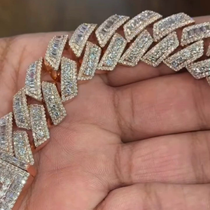 Bracelet de haute qualité en argent sterling 925 plaqué or rose avec moissanite taillée, unisexe, style hip-hop glacé, bijoux glacés, cadeau de mariage - Product Image 3