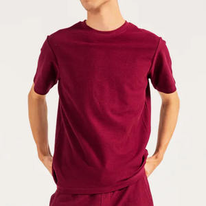 เสื้อยืดผ้าฝ้าย100% สำหรับผู้ชายเสื้อยืดผ้าฝ้ายถักน้ำหนัก160กรัมแบบพอดีตัวปกติสีพื้น - Product Image 6