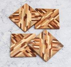 Acacia Wood <b>and</b> Turquoise <b>Set</b> of <b>Coasters</b> Infinity Wood High Quality Resin for Home <b>and</b> Office Uses Customized Wood Resin - Product Image 6