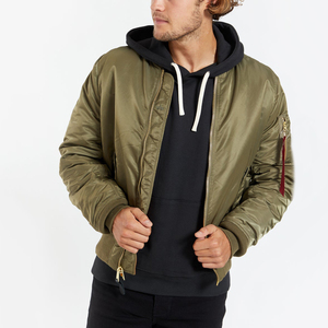 Chaquetas Bomber de Alta Calidad Personalizadas para Hombre, Casuales, de Satén, con Cuello Alto, Bordado Frontal, Color Sólido, Otoño/Invierno, Venta al Por Mayor - Product Image 6