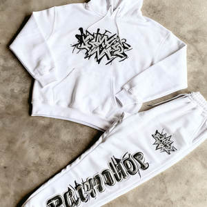 Conjunto de Ropa Deportiva de Invierno para Hombre, Unisex, Pantalones Deportivos de Campana, Sudadera con Capucha, Impresión de Logotipo Personalizada, Tejido Grueso - Product Image 1