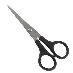 Ciseaux de coupe de cheveux droits élégants de 5 pouces poignée décalée ciseaux de coiffeur noirs en acier inoxydable Type 440C/VG10 Salons de beauté - Product Image 1