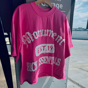 MFG เสื้อยืดครอปผ้าฝ้ายบ็อกซี่สำหรับผู้ชายใส่100% ปักทรงหลวมสไตล์ฮิปฮอปโอเวอร์ไซส์ขายส่ง - Product Image 4