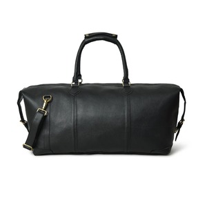 Sac de voyage pliable en cuir véritable, grande capacité, léger, avec fermeture à glissière, pour les voyages - Noir durable - Product Image 1