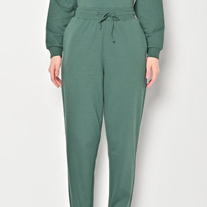 Ensemble de survêtements de jogging en coton uni imprimé pour femmes slim personnalisé deux pièces vêtements d'hiver avec pantalon - Product Image 4