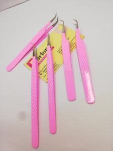 Pestañas de alta calidad sostenibles, herramientas de belleza para pestañas, pinzas para pestañas recubiertas de Color rosa, pinzas personalizadas de gran venta para pestañas - Product Image 4