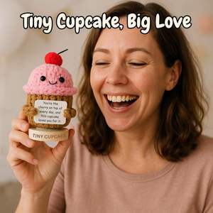Adorno de Muñeca Cupcake Tejida a Crochet, Hecha a Mano, con Frases Positivas, para Celebraciones de Amistad y Regalos Diarios para Todas las Edades, Venta al Por Mayor - Product Image 4