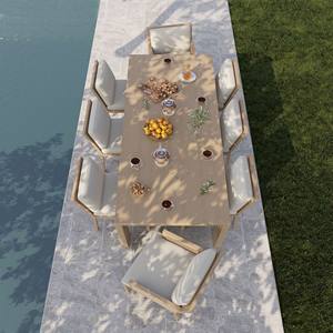 Ensemble de jardin minimaliste en teck massif résistant aux intempéries pour 6 personnes - Product Image 3