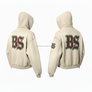 Women's zipper hoodie thick fleece 500 GSM warm winter wear soft <b>brushed</b> cotton custom chenille logo design basics hoodies - Product Image 3