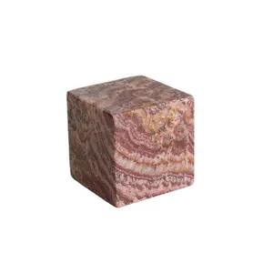 Cube de marbre rose naturel, table de cube en onyx rose, table de cube en pierre de marbre onyx rose