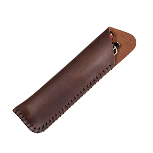 Custom Laser <b>Engraved</b> Slim PU Leather <b>Pen</b> Pouch Waterproof Case for Office Students Personalized Promotional Gifts France Design - Product Image 2