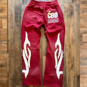 Pantalon de survêtement évasé Streetwear personnalisé 100% coton français éponge botte coupe Vintage impression en détresse lavage à l'acide pantalon de survêtement évasé hommes - Product Image 4