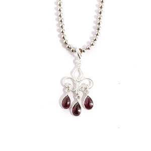 925 Sterling <b>Silver</b> Multi- Garnets Waterdrop Shape pendant for Women Wearable for Any Occasion Best for Gifts - Product Image 1