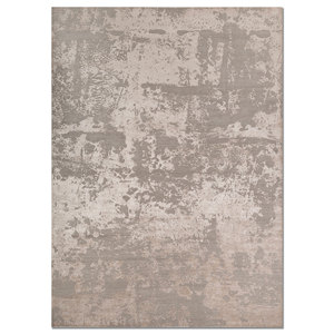 Alfombra Rectangular de Lana y Seda de Bambú Tejida a Mano en Gris y Negro, Diseño Abstracto para el Hogar o el Pasillo de Adolescentes, Modelo 3D-Esk-431 - Product Image 1