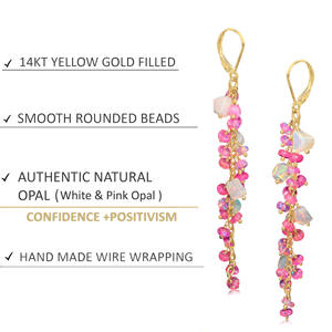 Boucles d'oreilles pendantes en argent sterling 925 avec opales naturelles multicolores, bijoux de pierres de naissance pour femmes, cadeaux de mariage et de fête pour la fête des Mères - Product Image 4