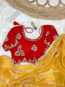 Sari en soie fantaisie aux couleurs étonnantes avec broderie, fabriqué à Surat, prix de gros pour les fabricants de mode féminine. - Product Image 4