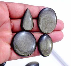 AAA + meilleure qualité supérieure obsidienne dorée naturelle Cabochon de pierres précieuses en vrac mélange de pierres précieuses pour la fabrication de bijoux - Product Image 2