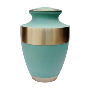 Urne de crémation contemporaine pratique en laiton pour adultes Cercueil de rangement des cendres en métal à large bande pour les funérailles commémoratives ou comme souvenirs - Product Image 1