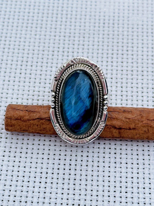 Bague pour femme en argent sterling 925, nouvelle tendance, plaquée or, avec pierre principale en labradorite et moissanite, idéale pour les mariages - Product Image 3
