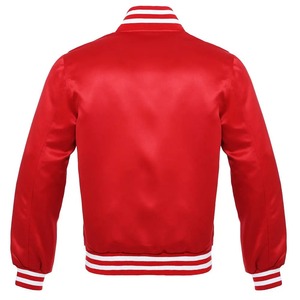 Chaqueta de satén bordada en 3D Vintage de alta calidad para hombre, parches de letras bordadas con logotipo personalizado, cuello levantado, estilo callejero - Product Image 2
