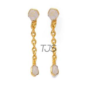 Pendientes de cadena Druzy de latón chapado en oro de 18 quilates para mujeres y niñas, lote al por mayor, joyería hecha a mano, pendientes de moda, pendientes de latón - Product Image 1