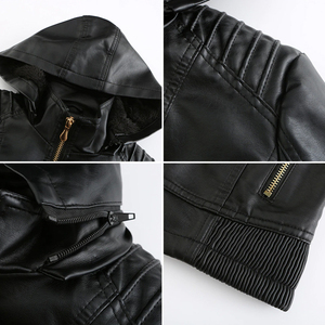 Veste vintage unisexe en cuir PU imprimée de mouton à capuche détachable grande taille décontractée d'hiver vêtements d'extérieur d'automne imperméable et respirant - Product Image 4