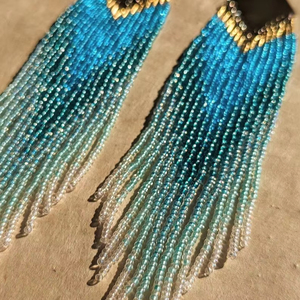 Designer Beaded Drop <b>Earrings</b> <b>Handmade</b> for Special Events Colorful Trendy Wholesale for Girls & Women - Product Image 5