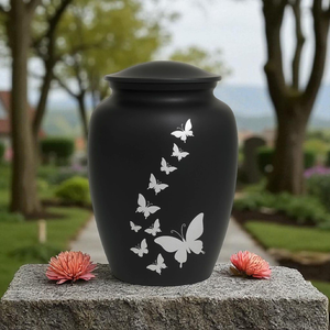 โกศใส่เถ้ากระดูกรูปผีเสื้อสีดำสำหรับงานศพของผู้ใหญ่กล่องใส่เถ้ากระดูกทำจากโลหะขนาดใหญ่สำหรับงานศพ - Product Image 5