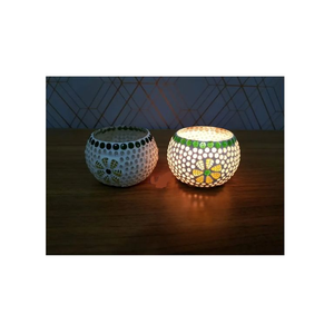 Luxueux verre mosaïque porte-lumière à la main Style Royal haute qualité décoration de la maison bougeoirs - Product Image 2