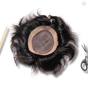 Tupé de pelo Remy indio de monofilamento básico para hombre, onda profunda suelta en una técnica de Base Mono con diseño de borde - Product Image 3