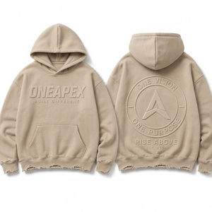 Sudadera con Capucha de Felpa Lavada Beige Personalizada para Hombre, Estilo Oversize, Streetwear, con Logotipo Grabado, Premium - Product Image 3