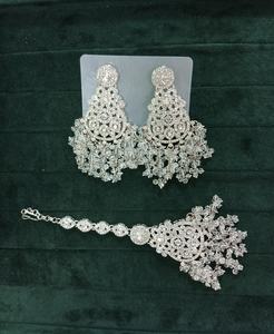 Bulk Indian Fashion Cheap Jewelry for Party <b>Silver</b> Crystal Choker Jewelry <b>Set</b> - Product Image 3