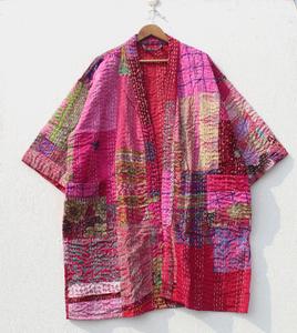 Handmade Cotton Kantha Jacket Ethnic Boho Style Vintage Kantha Kimono <b>Robe</b> - Product Image 1